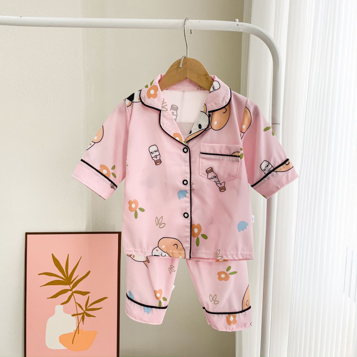 Cubs Lane Summer New Children's Lapel Home Clothes Set Boys and Girls