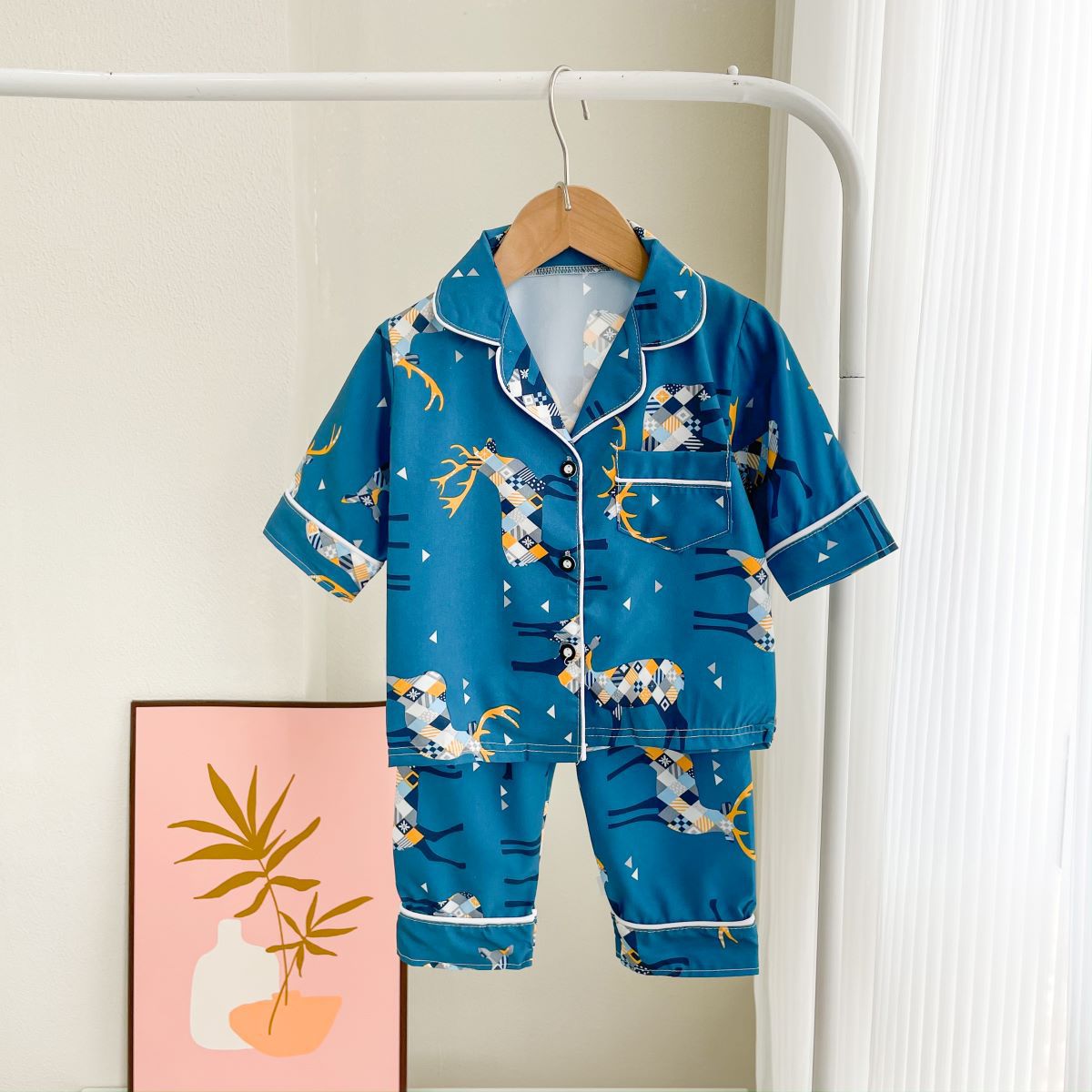 Cubs Lane Summer New Children's Lapel Home Clothes Set Boys and Girls
