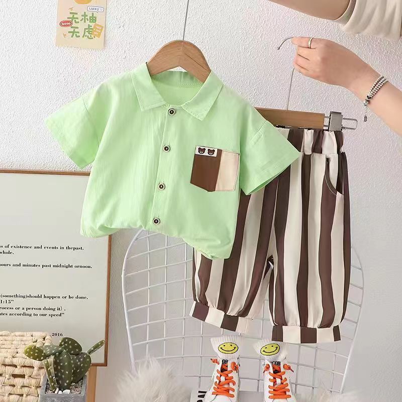 Cubs Lane Mint Mambo Boys Summer Short Sleeve Suit Shirt Handsome Baby