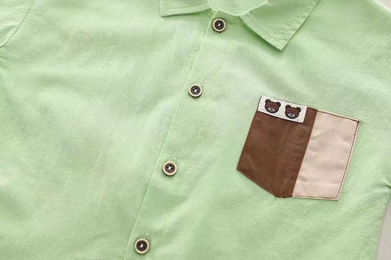 Cubs Lane Mint Mambo Boys Summer Short Sleeve Suit Shirt Handsome Baby