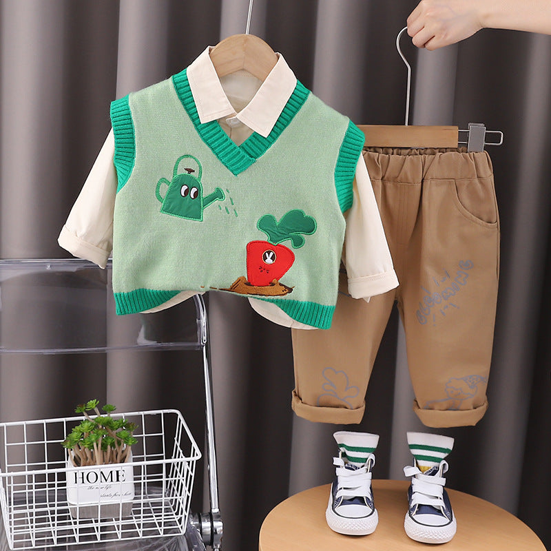 Cubs Lane new casual trendy knitted vest three-piece suits