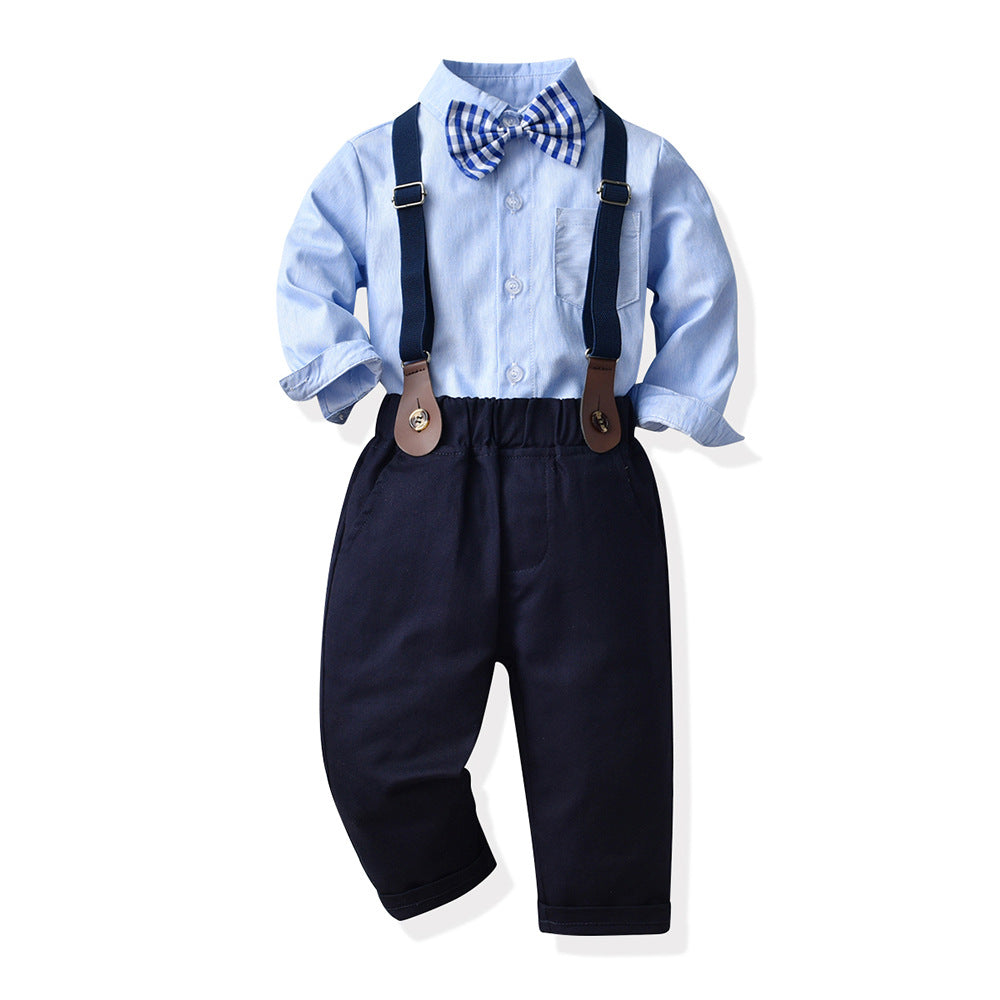 Cubs Lane children's bow tie long-sleeved single-breasted cotton shirt
