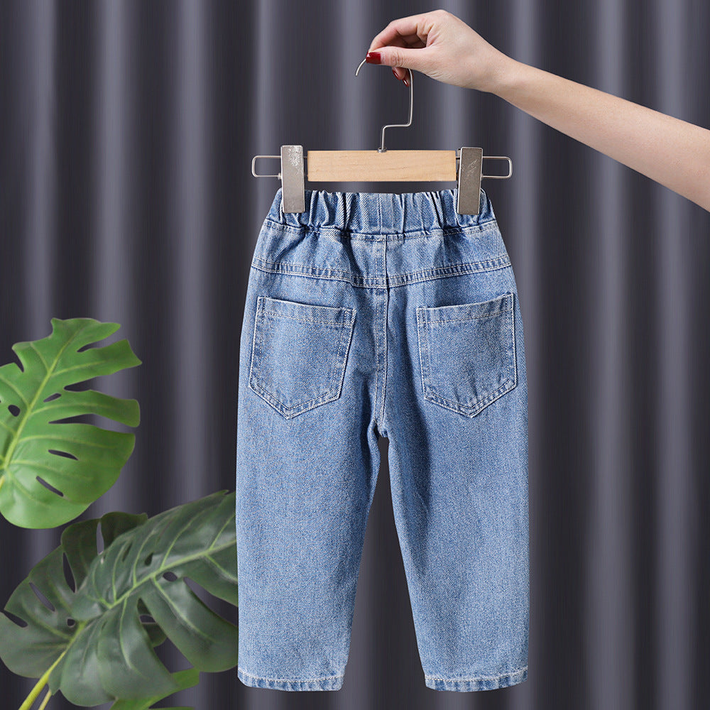 Cubs Lane Girls Spring and Autumn Embroidered Stretch Jeans