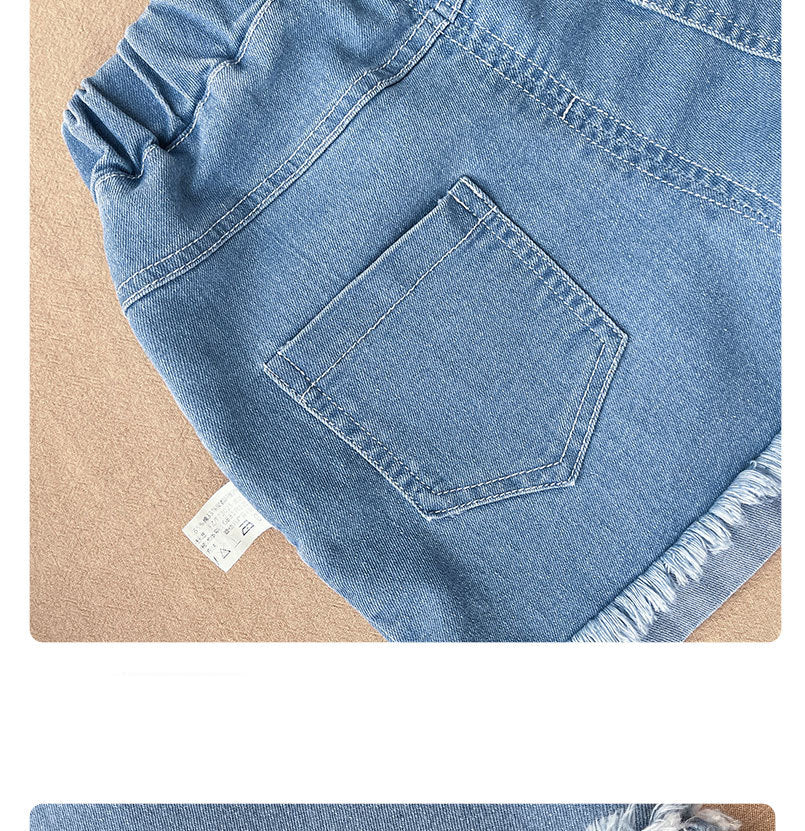 Cubs Lane fashionable flower embroidery loose girls' versatile outer wear thin denim shorts