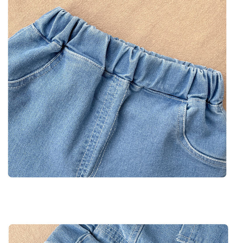 Cubs Lane fashionable flower embroidery loose girls' versatile outer wear thin denim shorts