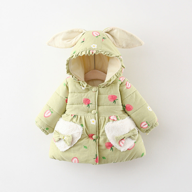 Cubs Lane Winter New Style Girls Thickened Two Bow Pocket Love Cotton