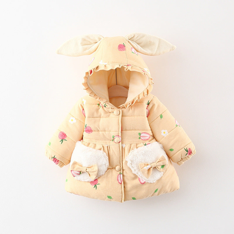 Cubs Lane Winter New Style Girls Thickened Two Bow Pocket Love Cotton