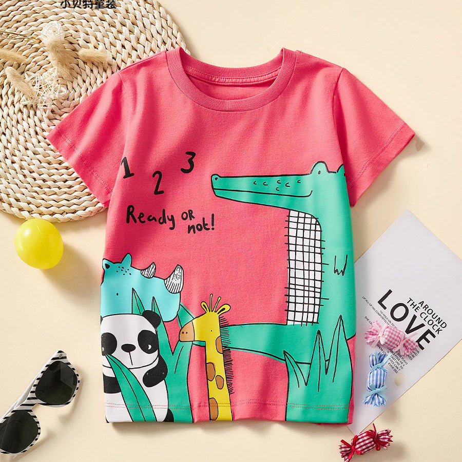 Cubs Lane new cartoon printing girls casual versatile sports T-shirt