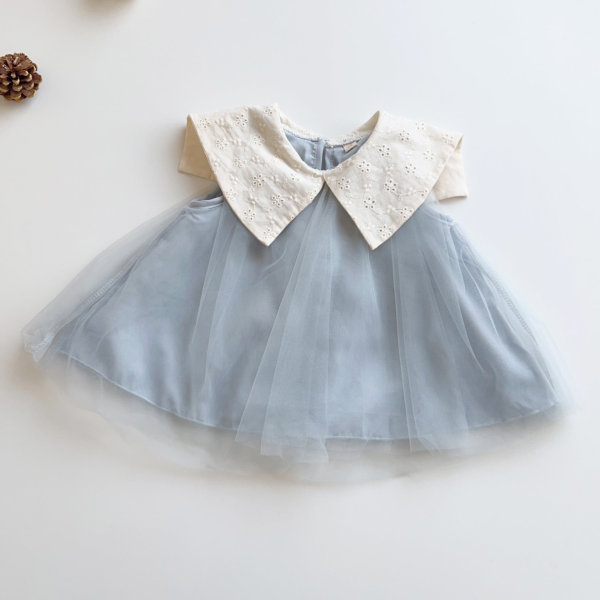 Cubs Lane baby summer sleeveless tops soft mesh lace lapel baby girl pure cotton shirt