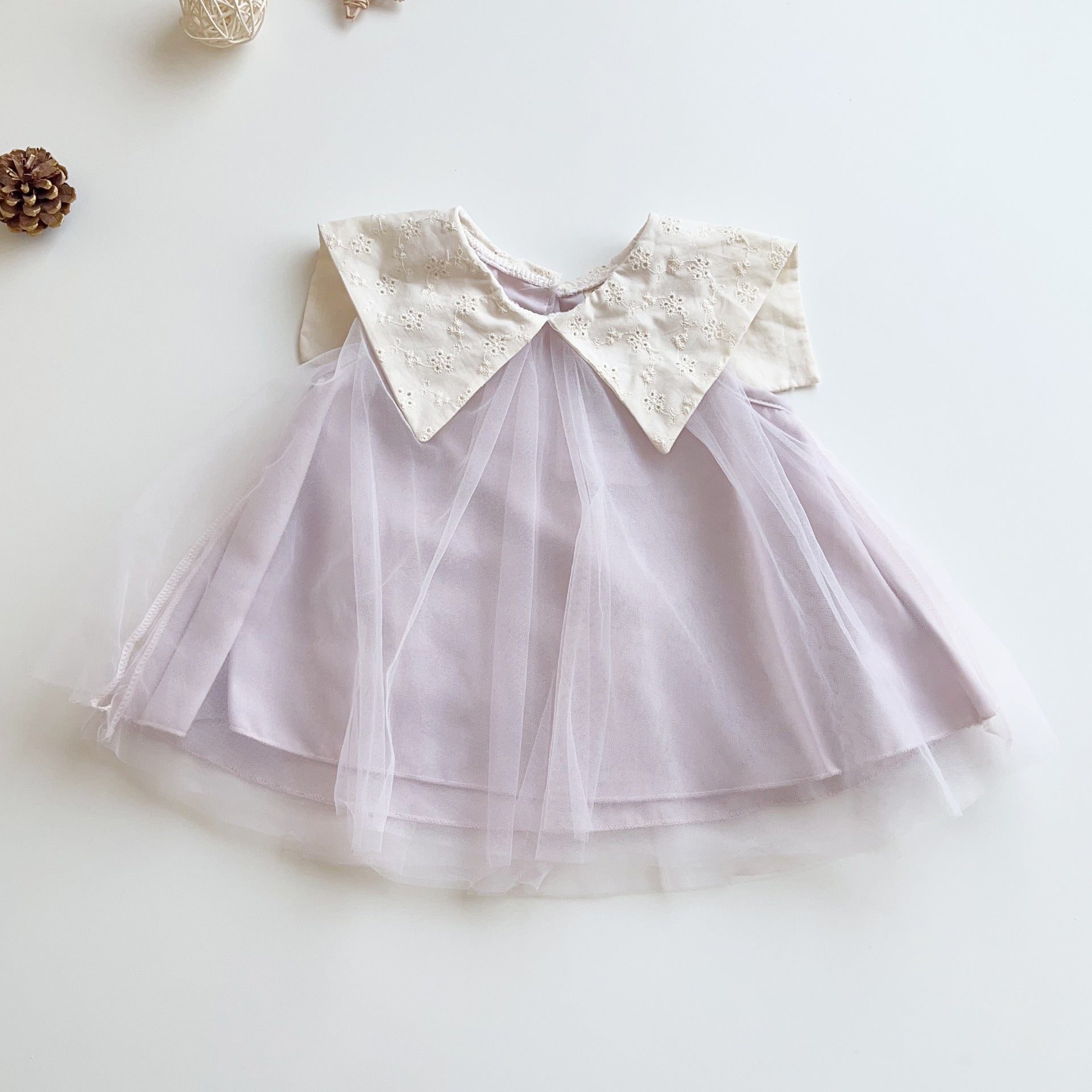 Cubs Lane baby summer sleeveless tops soft mesh lace lapel baby girl pure cotton shirt