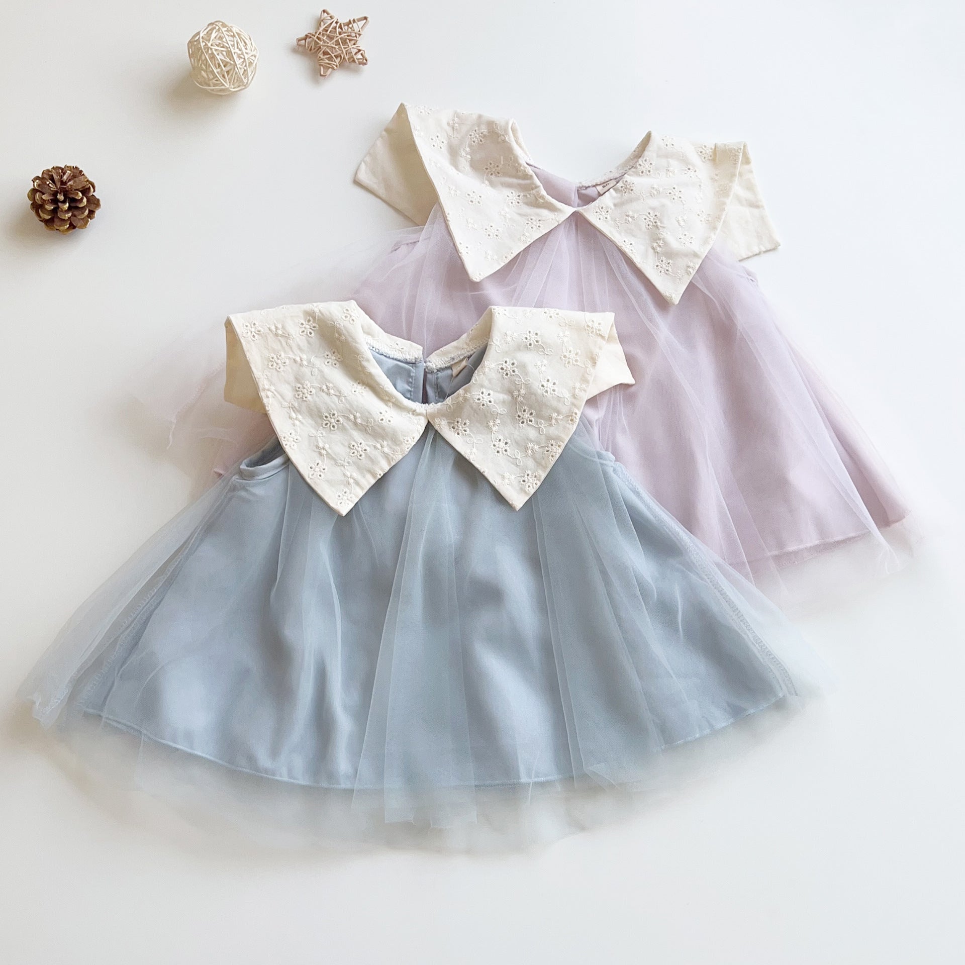 Cubs Lane baby summer sleeveless tops soft mesh lace lapel baby girl pure cotton shirt