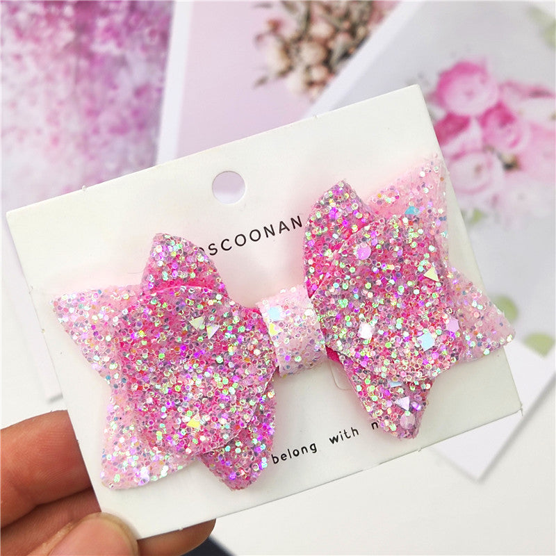 Shiny bow Multi Color sequins Hair Clips