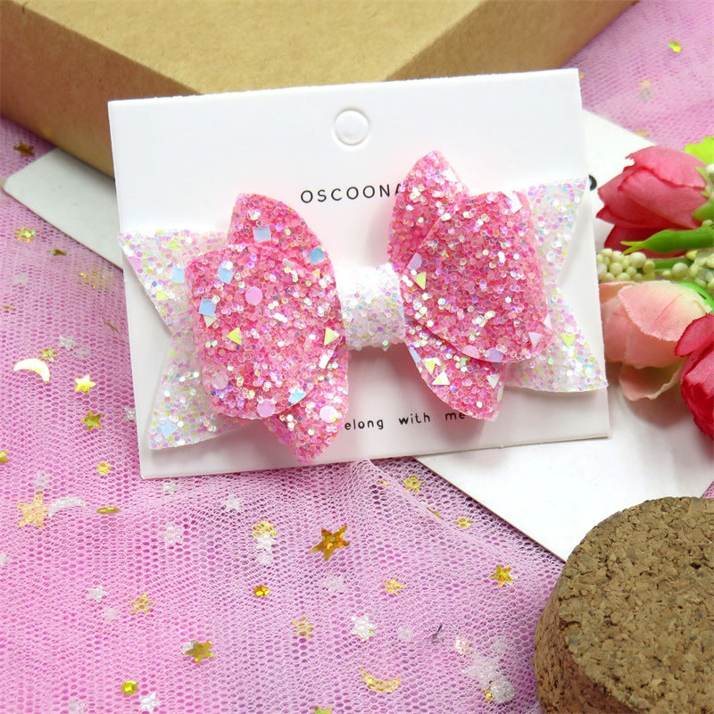 Shiny bow Multi Color sequins Hair Clips