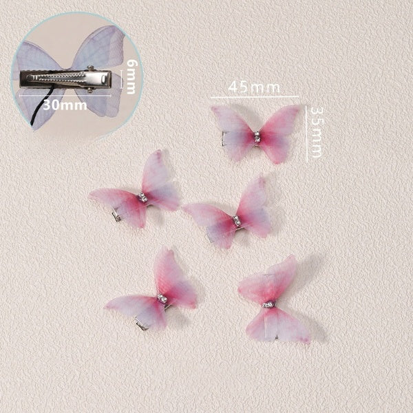 Cubs Lane gradient double-layer silk gauze small butterfly hairpin
