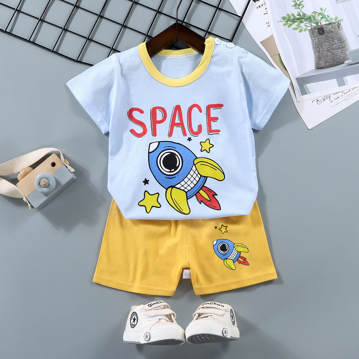Cubs Lane Children's short-sleeved suit pure cotton boy T-shirt baby summer
