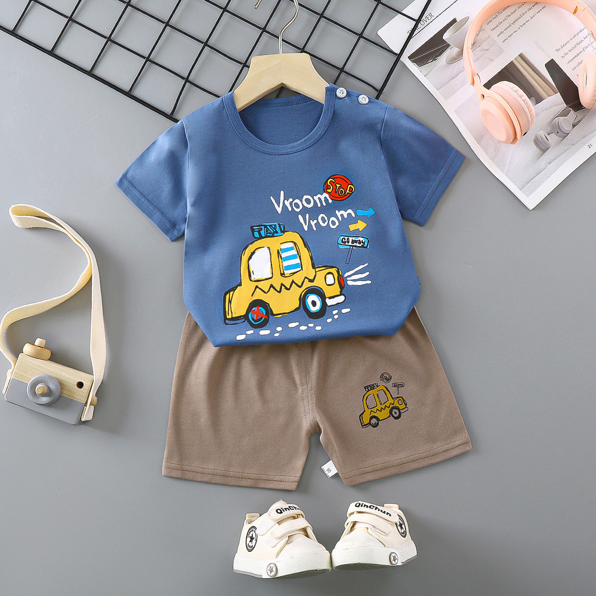 Cubs Lane Children's short-sleeved suit pure cotton boy T-shirt baby summer