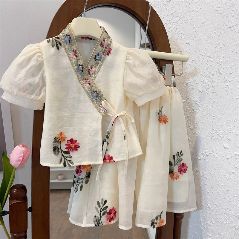 Cubs lane White Embellished Blouse and Pant Set