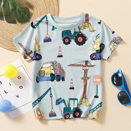 Cubs Lane short-sleeved boys' T-shirt cartoon car pattern