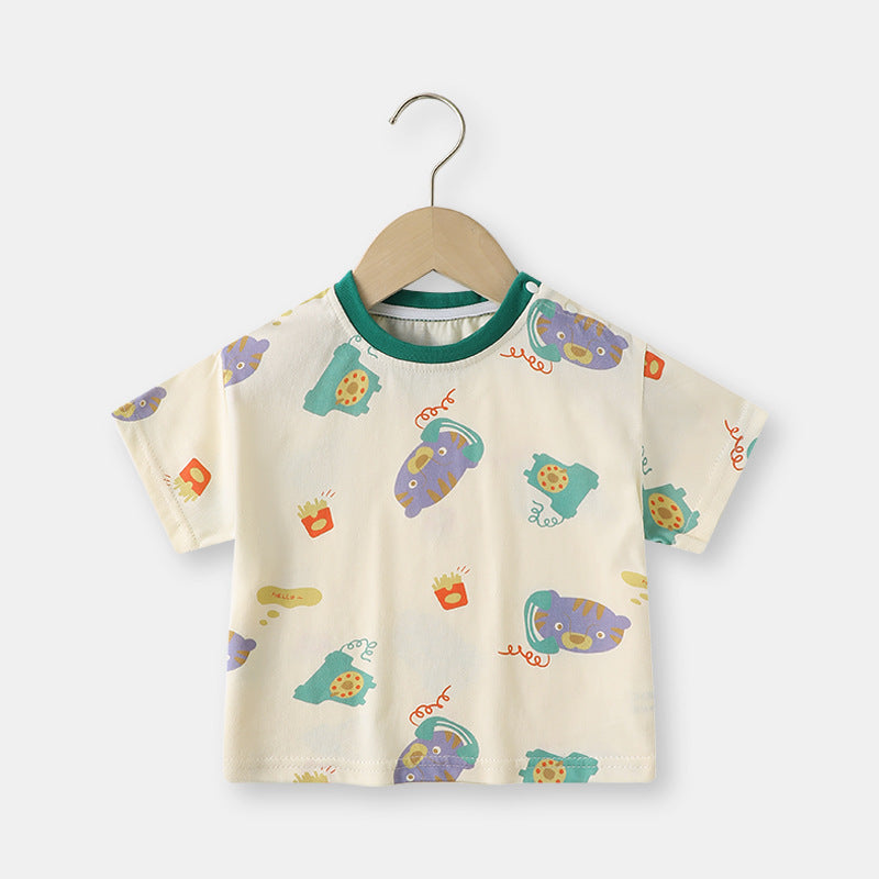 Cubs Lane Cartoon Printed Baby Clothes Casual Short-sleeved T-shirts