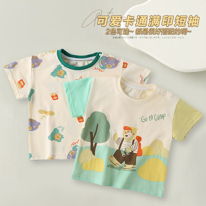 Cubs Lane Cartoon Printed Baby Clothes Casual Short-sleeved T-shirts