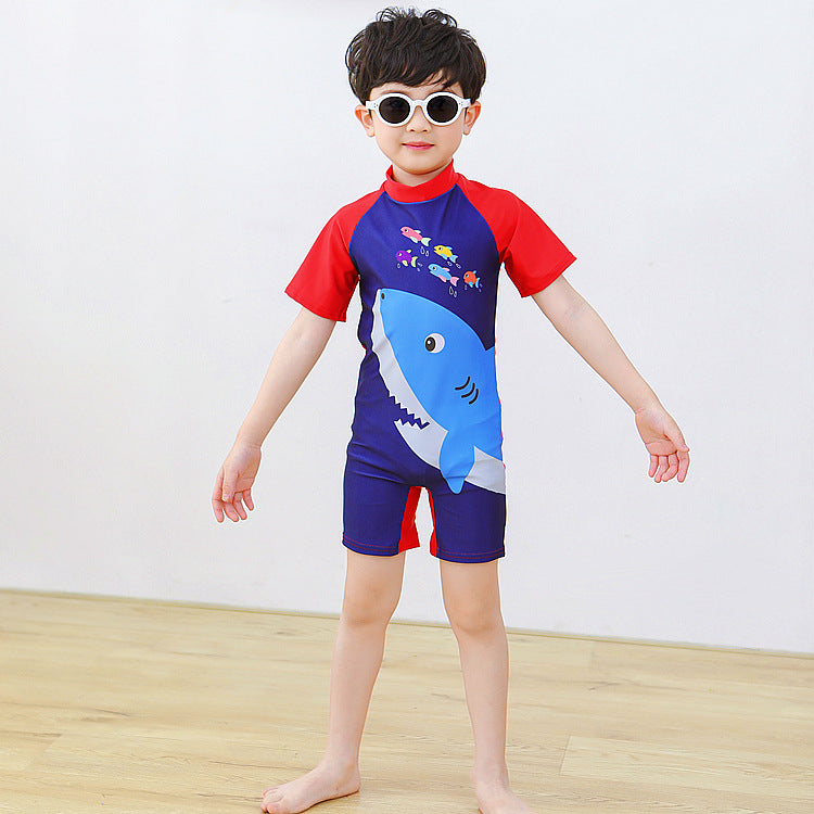 Cubs Lane Blue Color Stripe Print Swimwear
