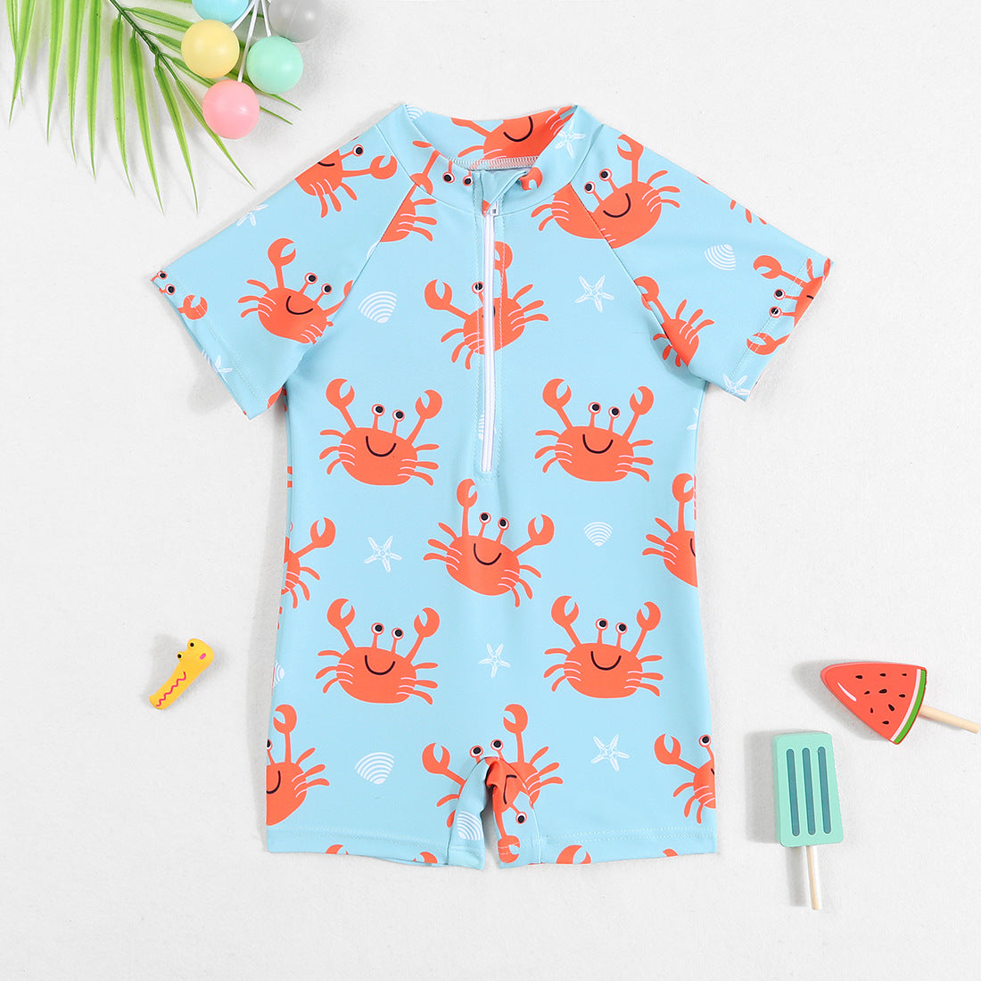 Cubs Lane boxer shorts cartoon small stand-up collar zipper quick-drying children's swimsuit