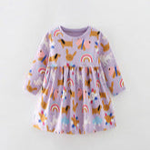 Cubs Lane children's leisure round neck long sleeve western-style printed skirt