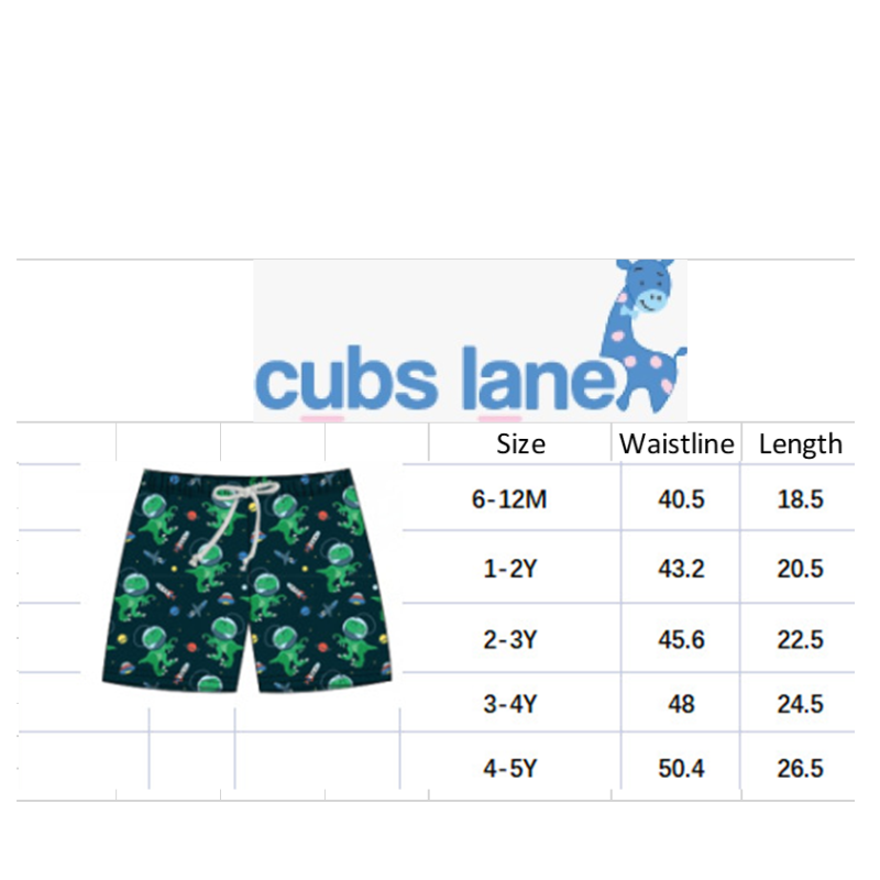 Cubs Lane baby boy shark dinosaur pattern comfortable high elastic children's swimming trunks