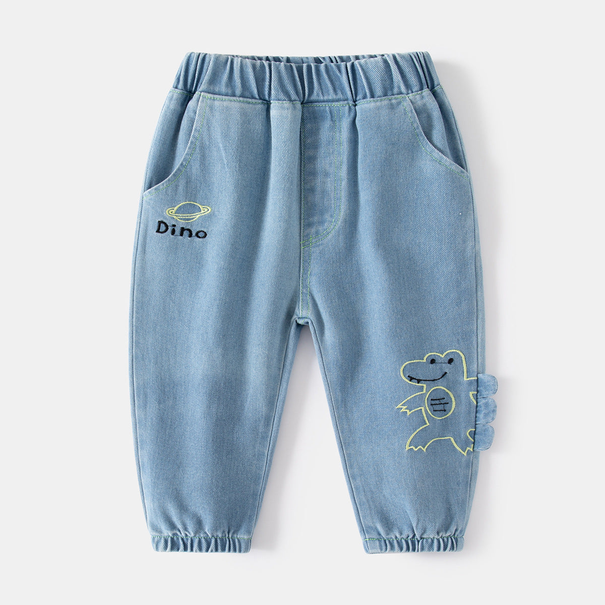 Cubs Lane Fashionable spring boys jeans cartoon dinosaur pattern jeans casual mid-waist children's jeans