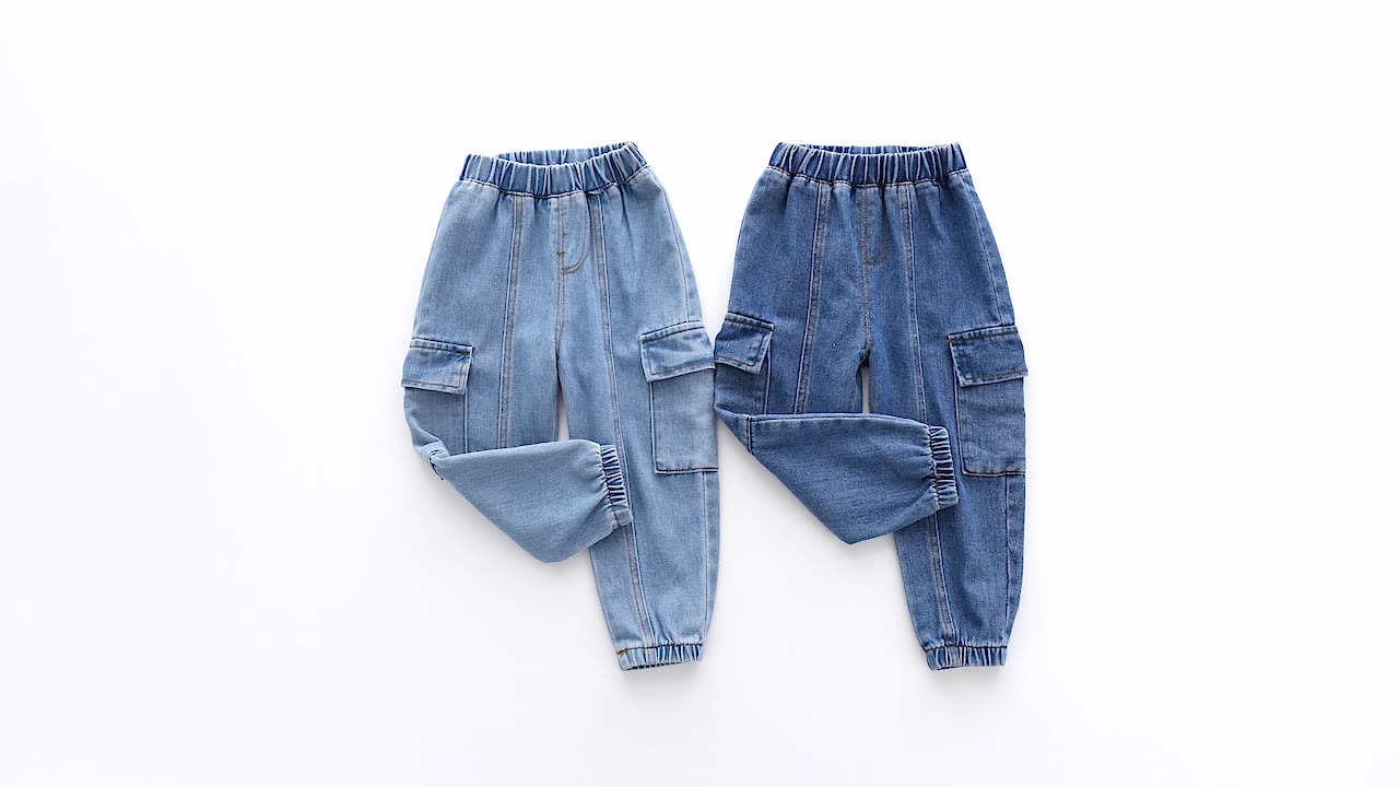 Cubs Lane spring boys denim trousers casual cotton soft trousers Korean style trendy mid-waist solid color children's trousers