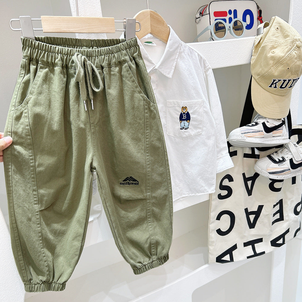 Cubs Lane children's clothing boys children's cotton embroidered casual trousers Korean style