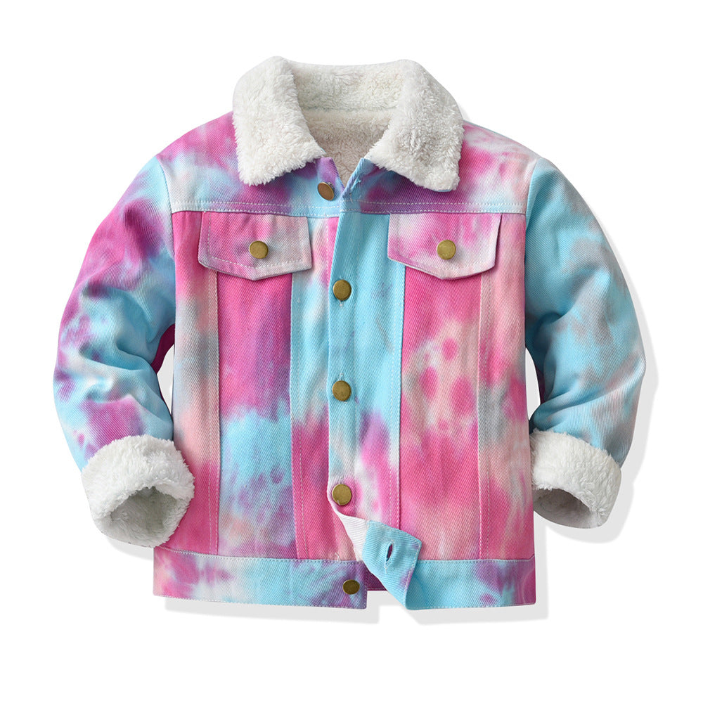 Cubs Lane long-sleeved fashionable ripped tie-dyed denim jacket foreign trade all-match casual shirt