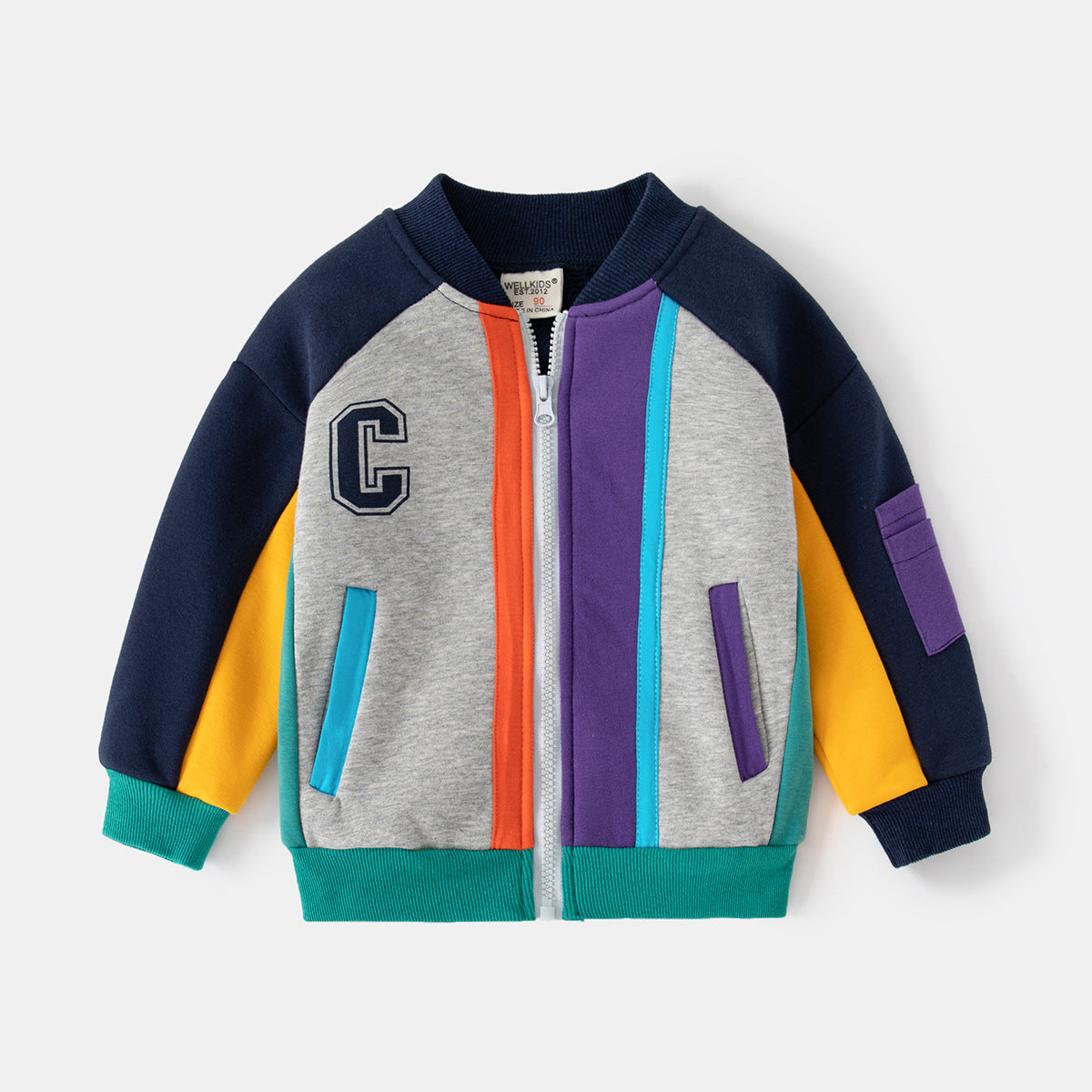 Cubs Lane Boys Plus Velvet Baseball Jacket