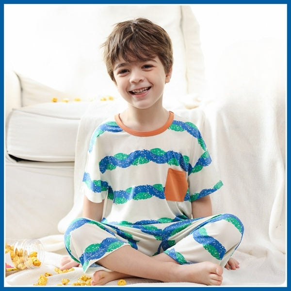 Cubs Lane Boys' Thin Loose Pajamas Short-sleeved Set