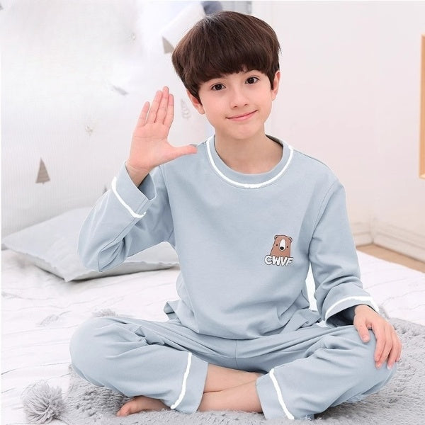 Cubs Lane Boys' Pajamas Pure Cotton Spring and Autumn Round Neck