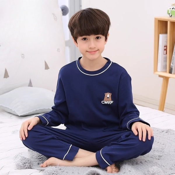 Cubs Lane Boys' Pajamas Pure Cotton Spring and Autumn Round Neck