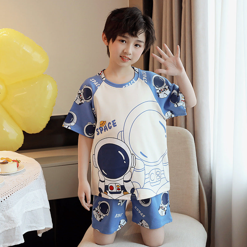 Cubs Lane Children Cute Cartoon Boys Pure Cotton Children Short Sleeve Home Clothes