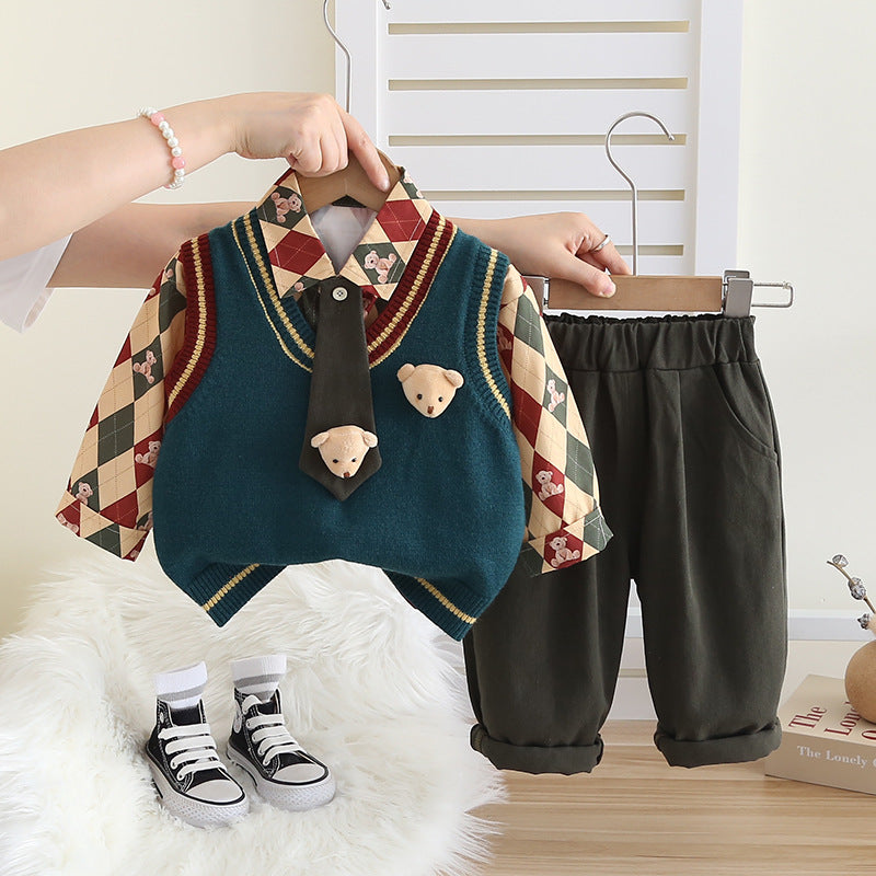 Cubs Lane new casual trendy knitted vest three-piece suits