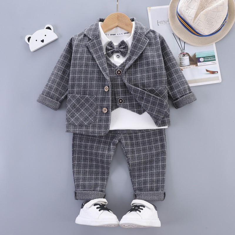 Cubs Lane boys striped shirt long-sleeved tie suit children's suit vest single-breasted dress