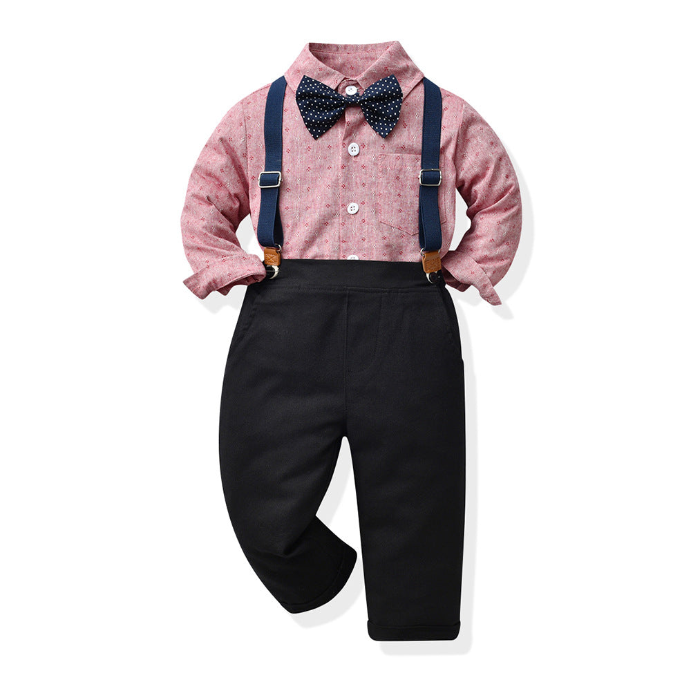 Cubs Lane  children's bow tie long-sleeved single-breasted cotton shirt