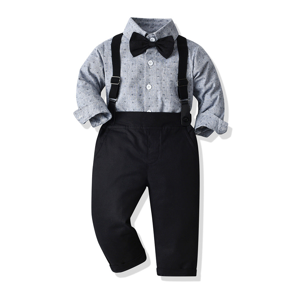 Cubs Lane  children's bow tie long-sleeved single-breasted cotton shirt