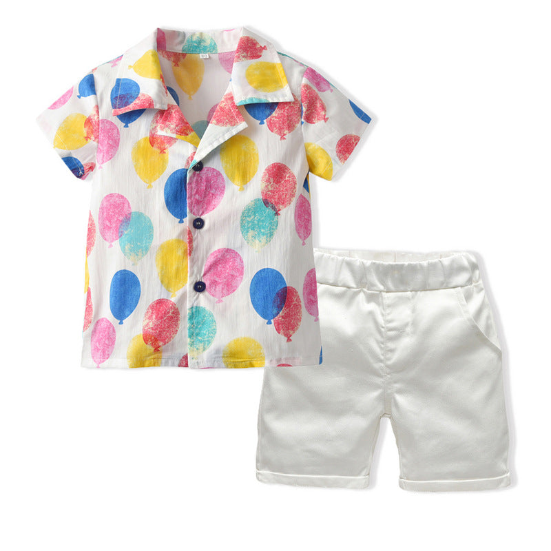 Cubs Lane lapel short-sleeved floral shirt boy shorts