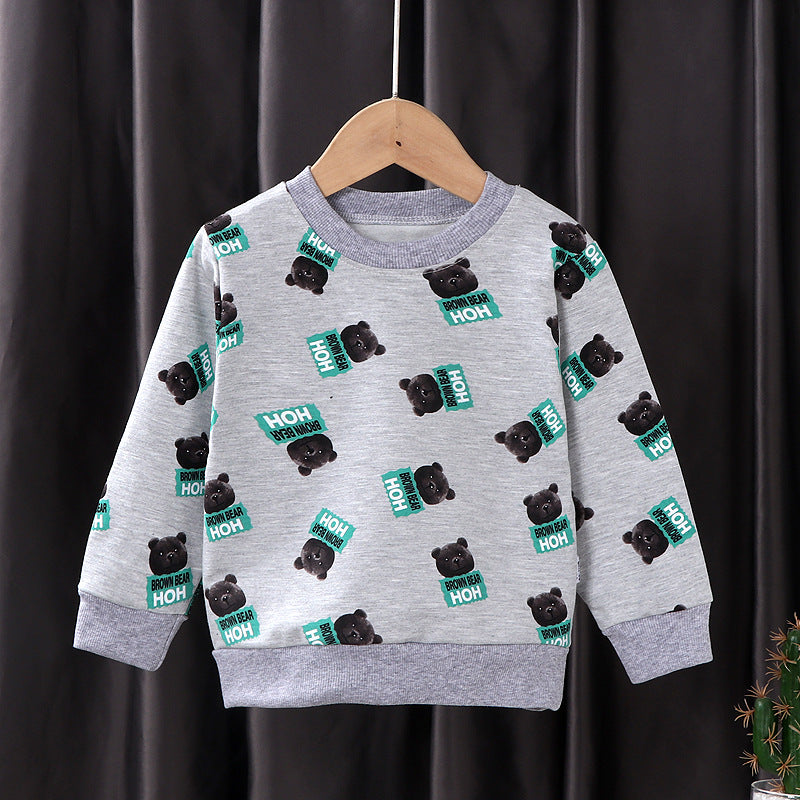 Cubs Lane children's Winter Wear autumn style pure cotton boys and girls long-sleeved T-shirt single top infant baby pullover