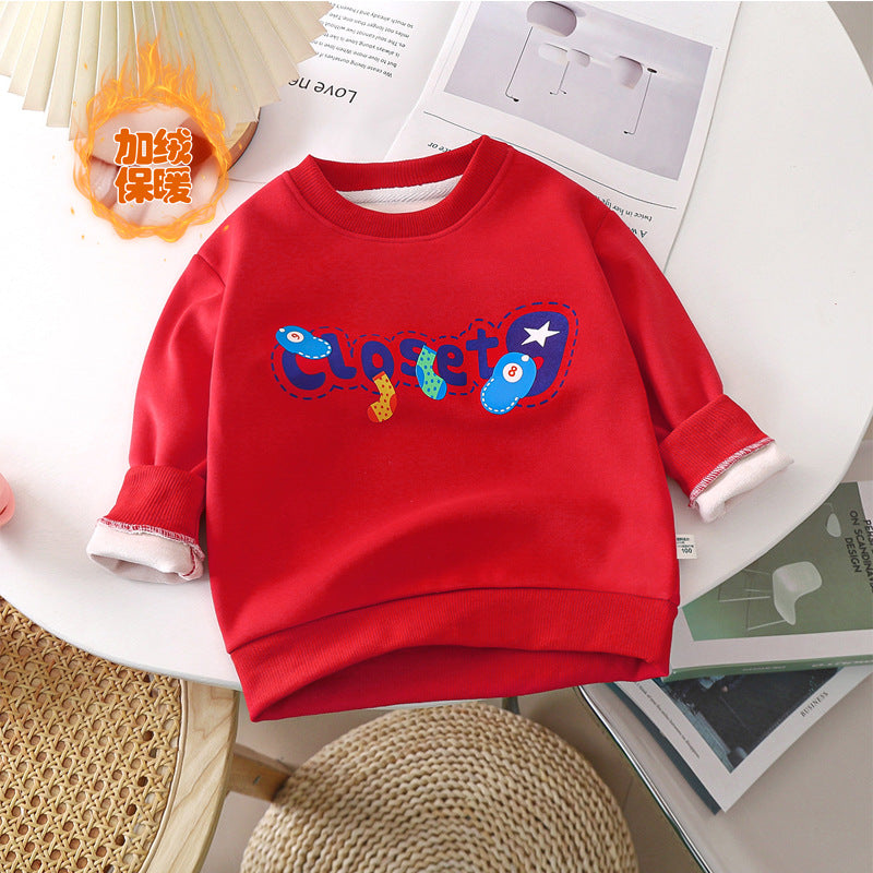 Cubs Lane thickened boys and girls long-sleeved T-shirt single top infant baby pullover