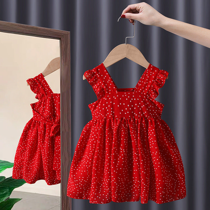 Cubs Lane children's clothing girls puff sleeve dress little girl summer stylish bow backless children