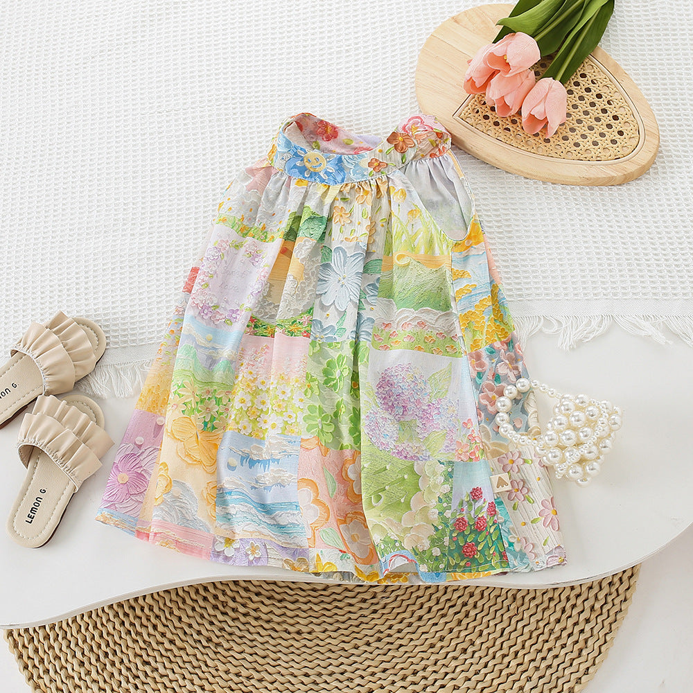 Cubs Lane baby girl halter neck travel vacation style photo shooting stylish skirt dress