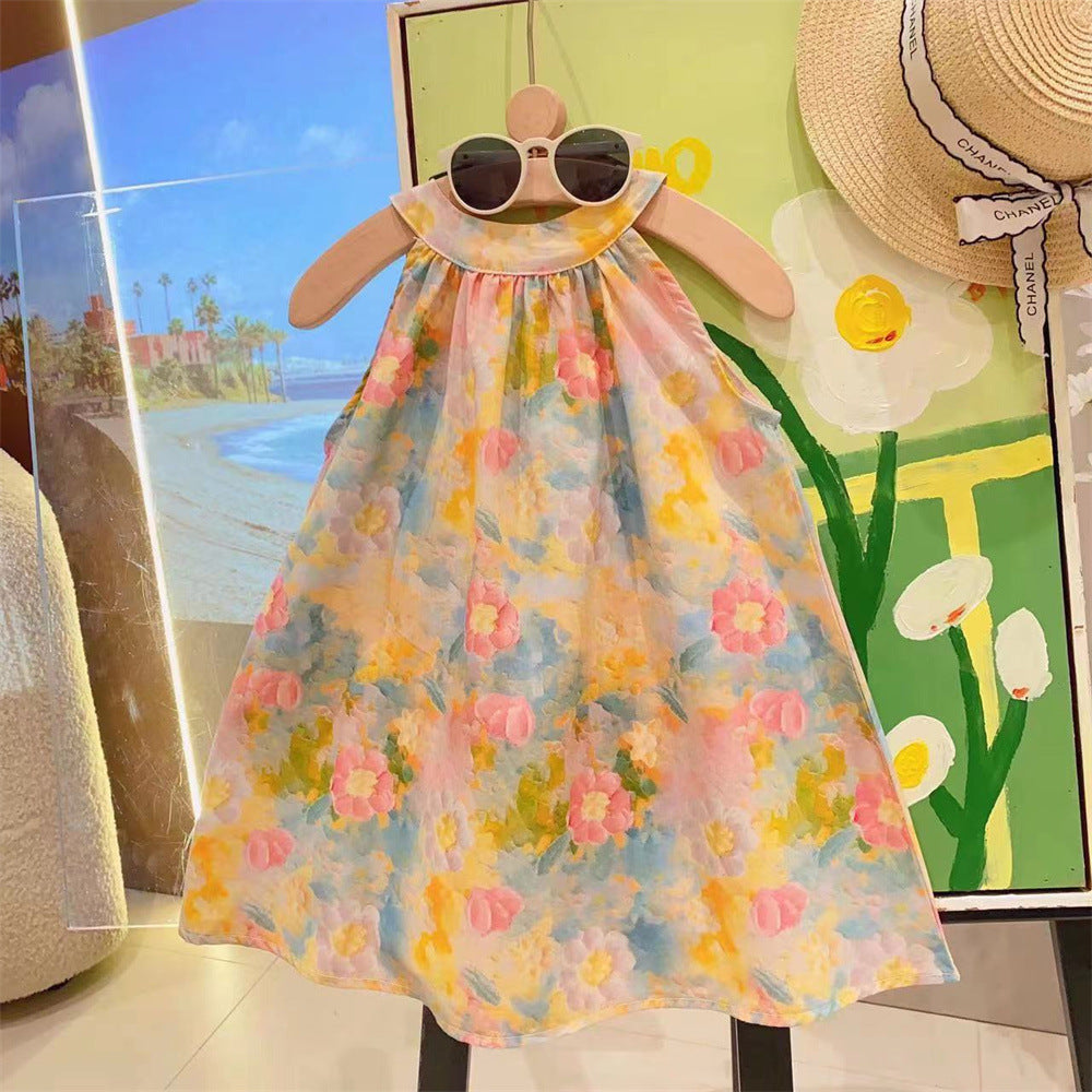 Cubs Lane baby girl halter neck travel vacation style photo shooting stylish skirt dress