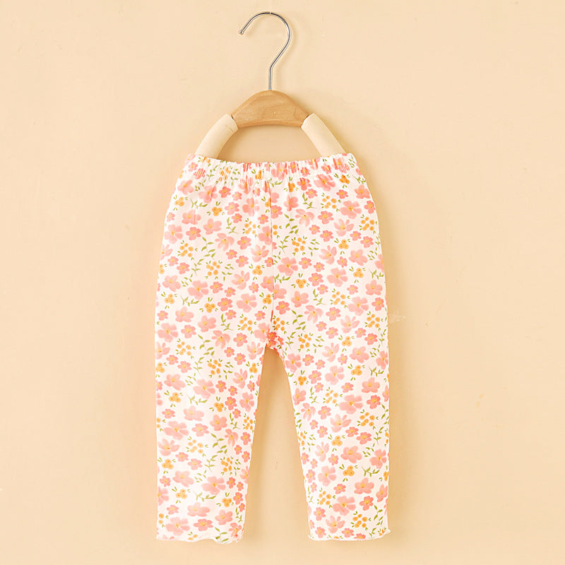 Cubs Lane Girls pants summer children's summer cartoon baby girl summer milk silk leggings thin outer wear summer style