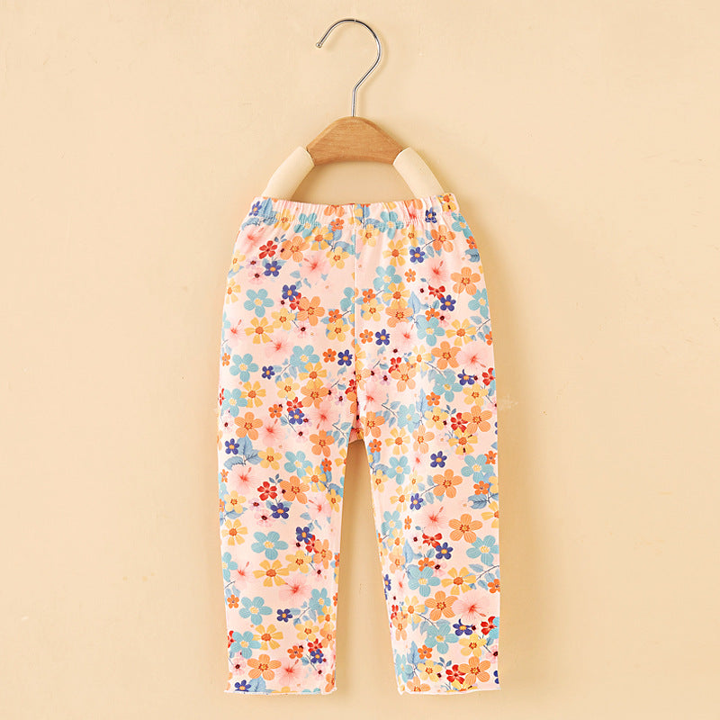 Cubs Lane Girls pants summer children's summer cartoon baby girl summer milk silk leggings thin outer wear summer style