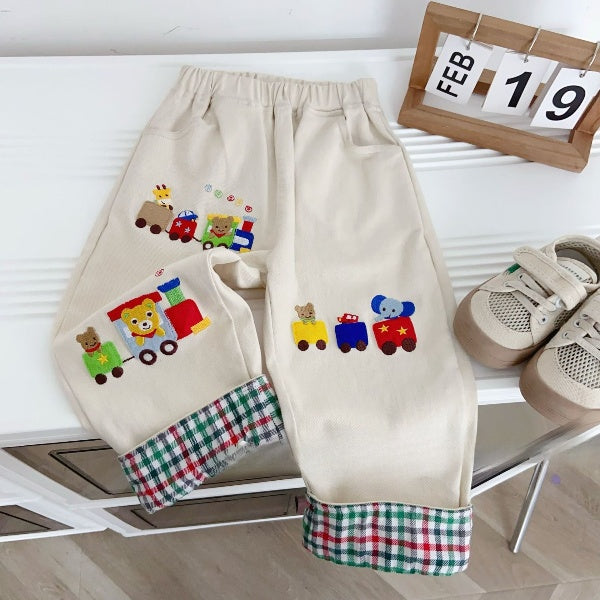 Cubs Lane children's girls baby straight pants children's clothing children's autumn clothing solid color loose stylish jeans